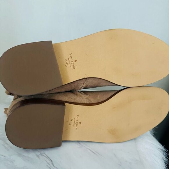 KATE SPADE Sadie Side Zip Tasseled Ankle Suede Boots,  Almond, Size 9.5, NWOB‎ - Picture 6 of 16